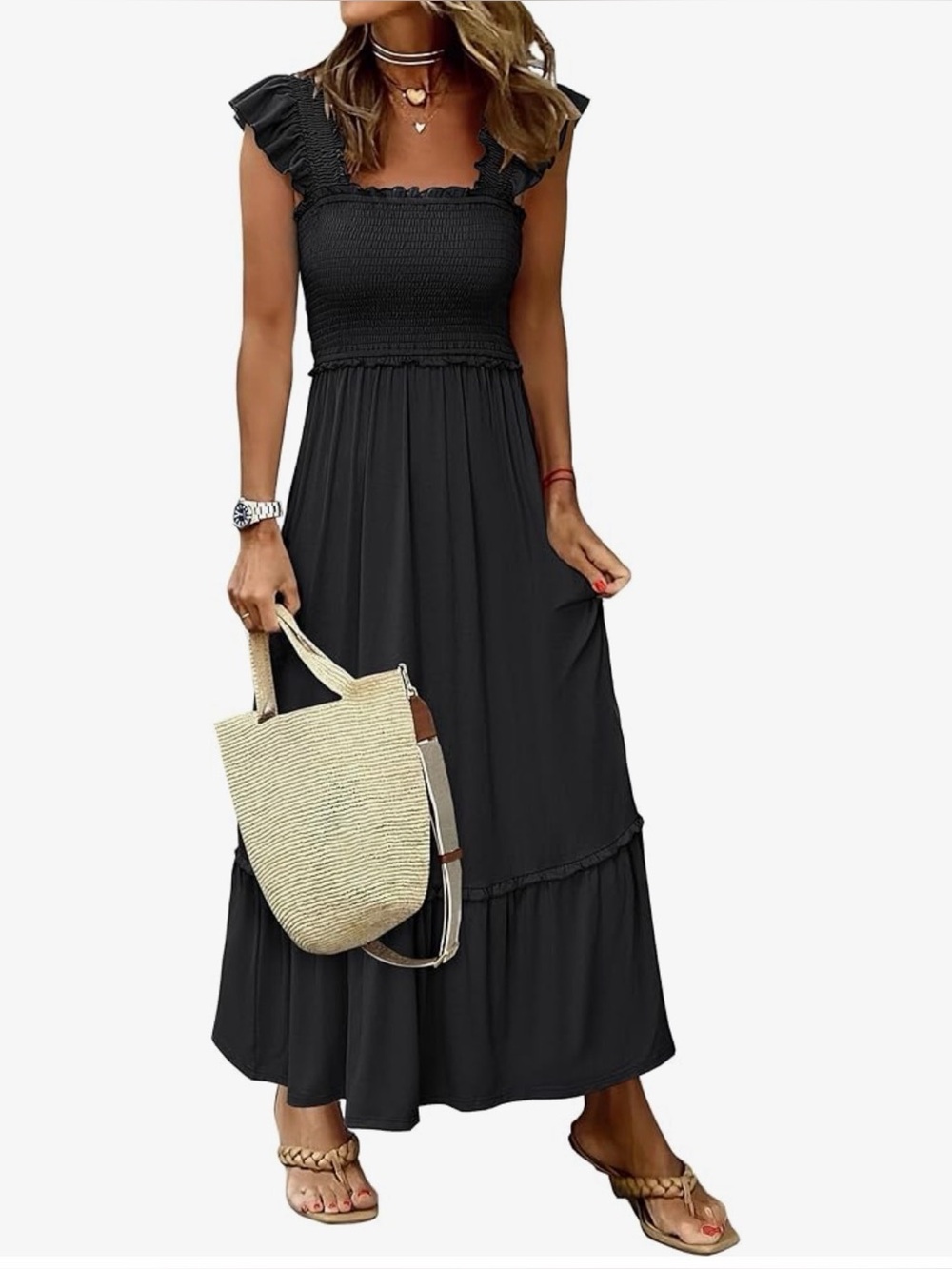 ANRABESS Women’s Black Summer Sleeveless Maxi Dress